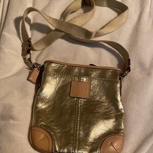 Coach Gold and Tan Crossbody Bag